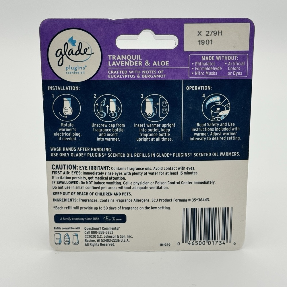 Glade PlugIns Refill Tranquil Lavender & Aloe 2 Pack 1.34oz - Picture 4 of 5